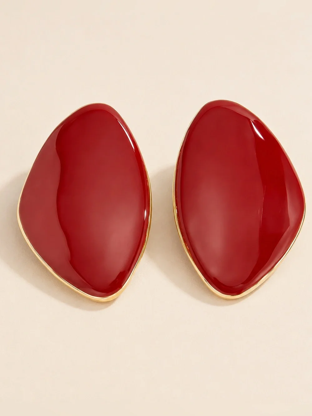 Burgundy Red Gold Earrings